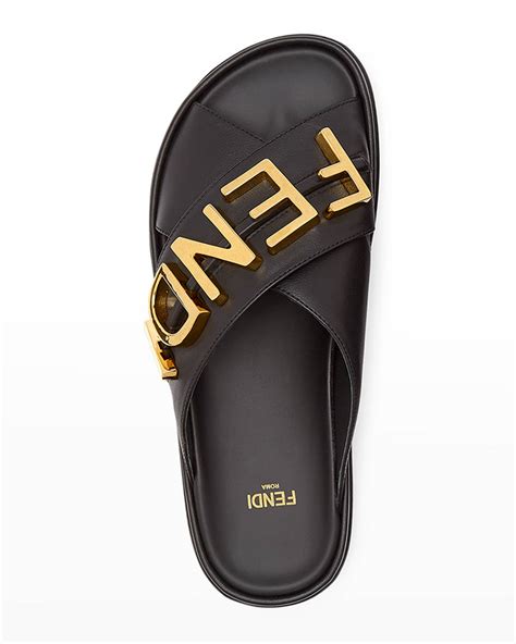 fendi brown logo slides|fendi slides for sale.